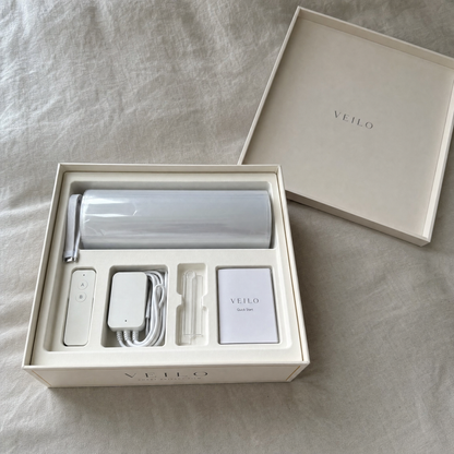 What's in the Veilo box: film, remote, power adapter, install kit